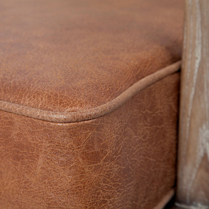Beige & Brown Leather Arm Chair