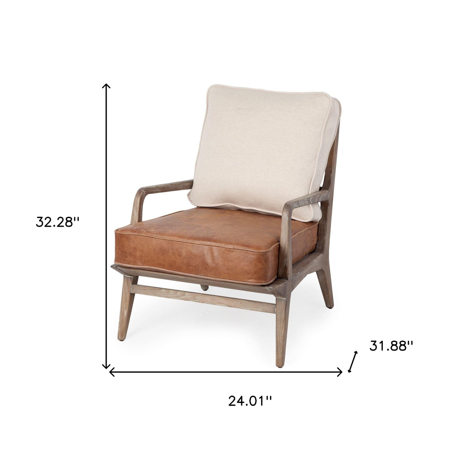 Beige & Brown Leather Arm Chair