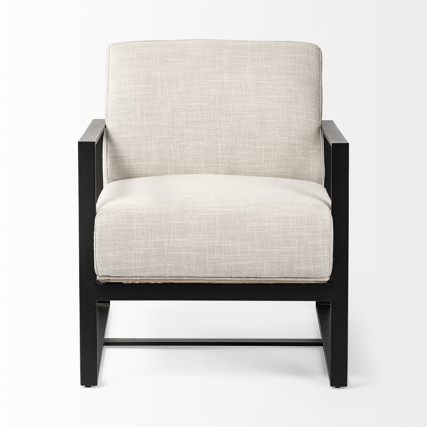 Cream & Black Fabric Arm Chair