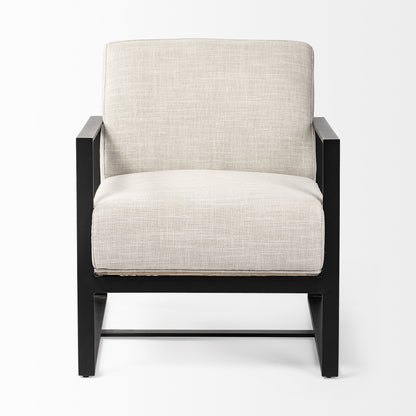 Cream & Black Fabric Arm Chair