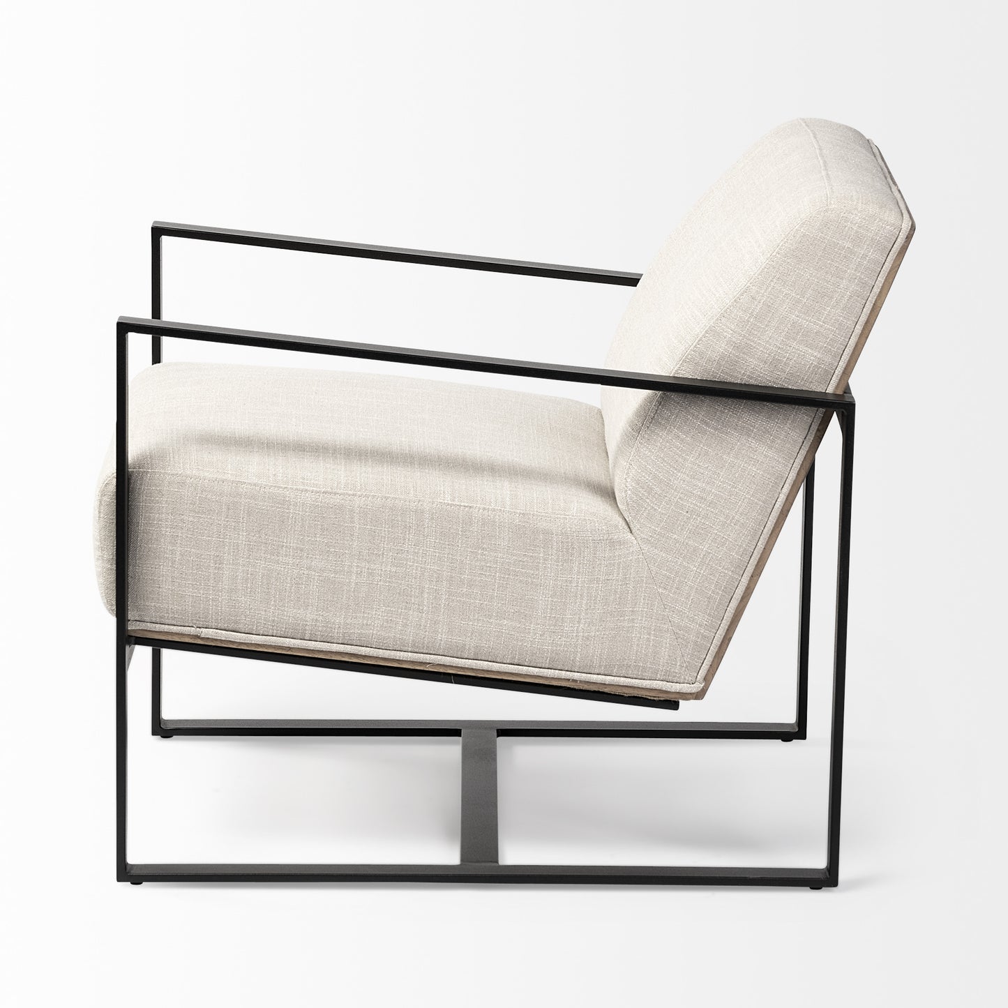 Cream & Black Fabric Arm Chair
