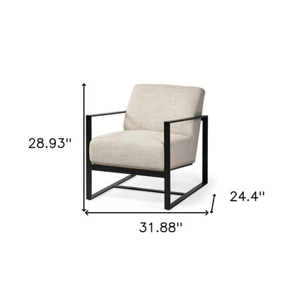 Cream & Black Fabric Arm Chair