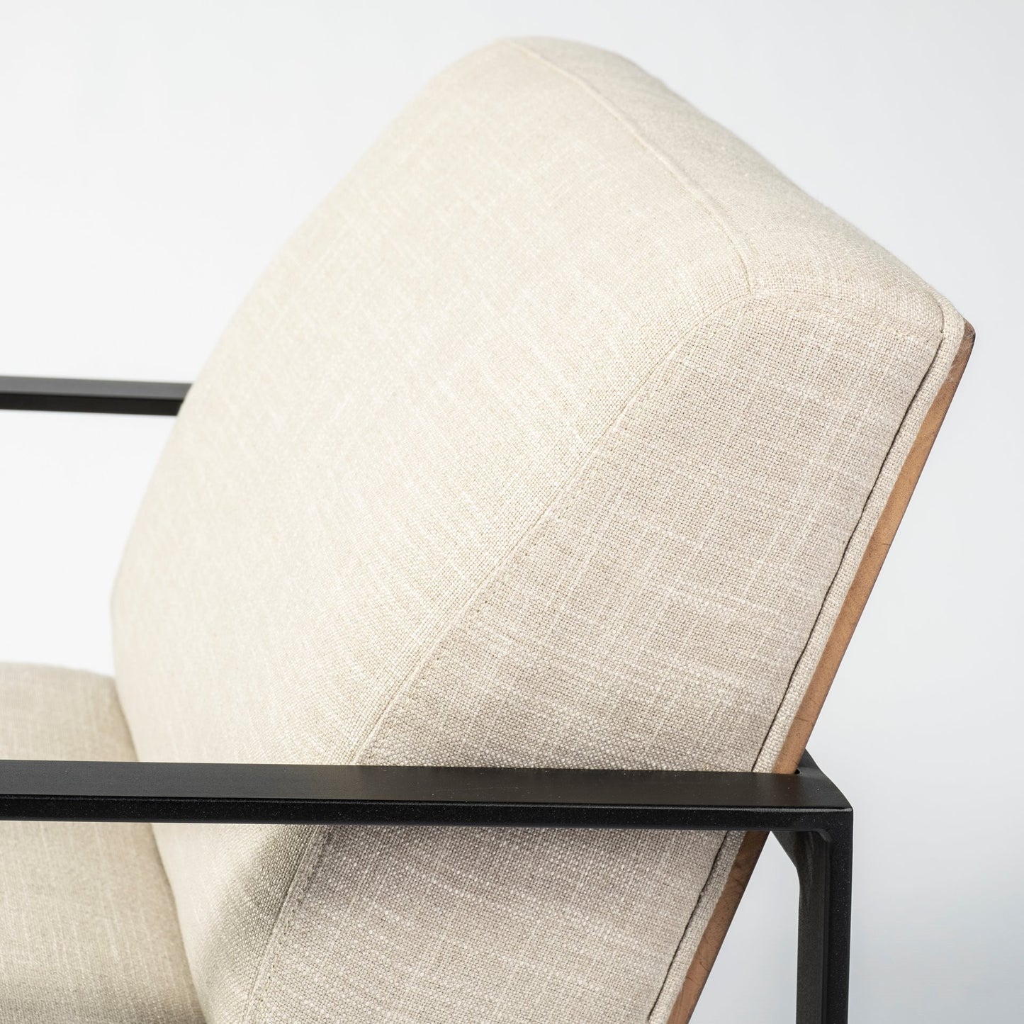 Cream & Black Fabric Arm Chair