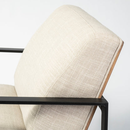 Cream & Black Fabric Arm Chair