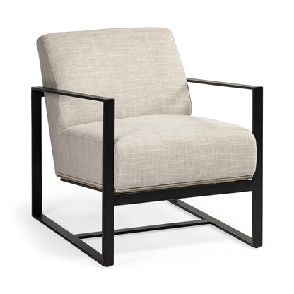 Cream & Black Fabric Arm Chair