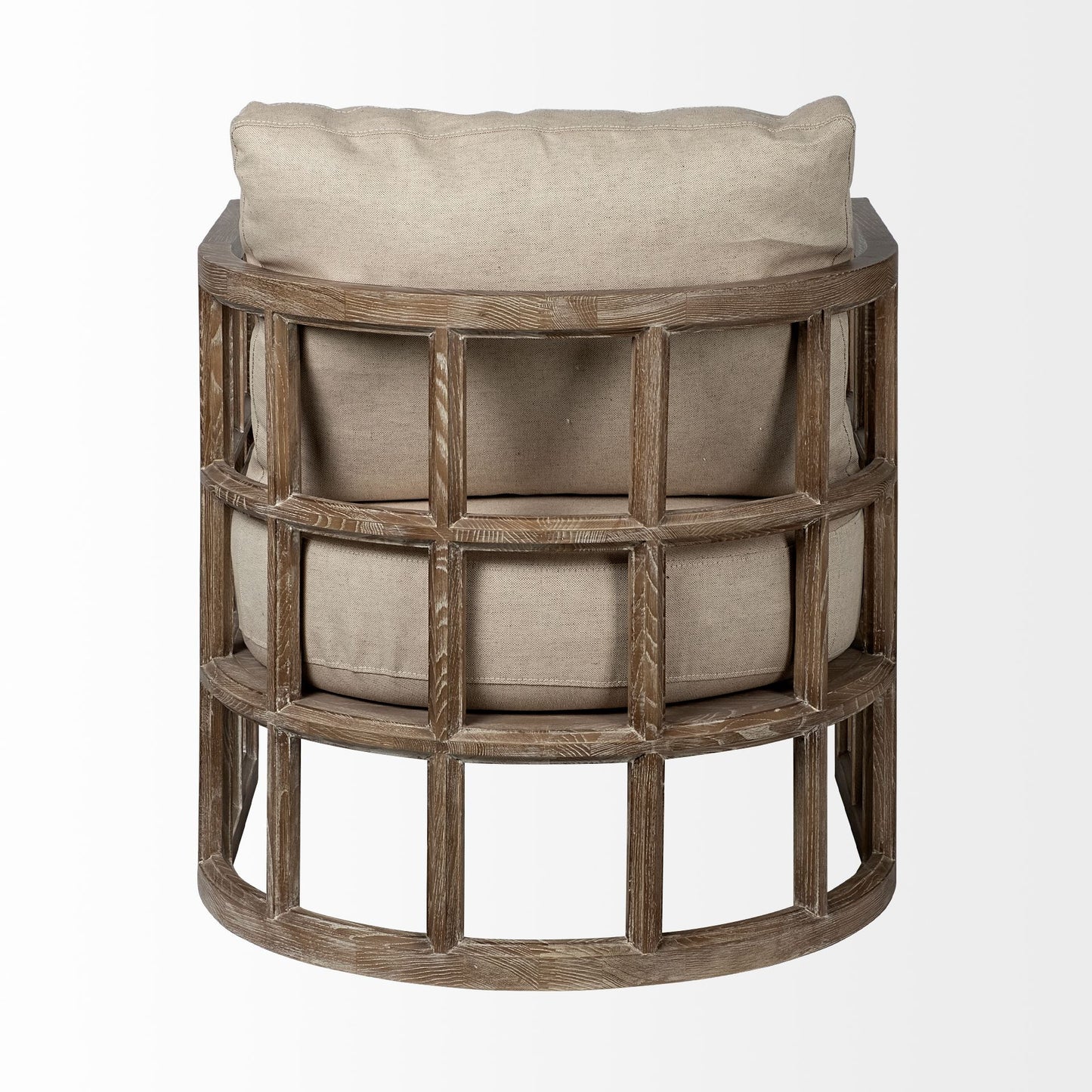Cream & Brown Fabric Arm Chair