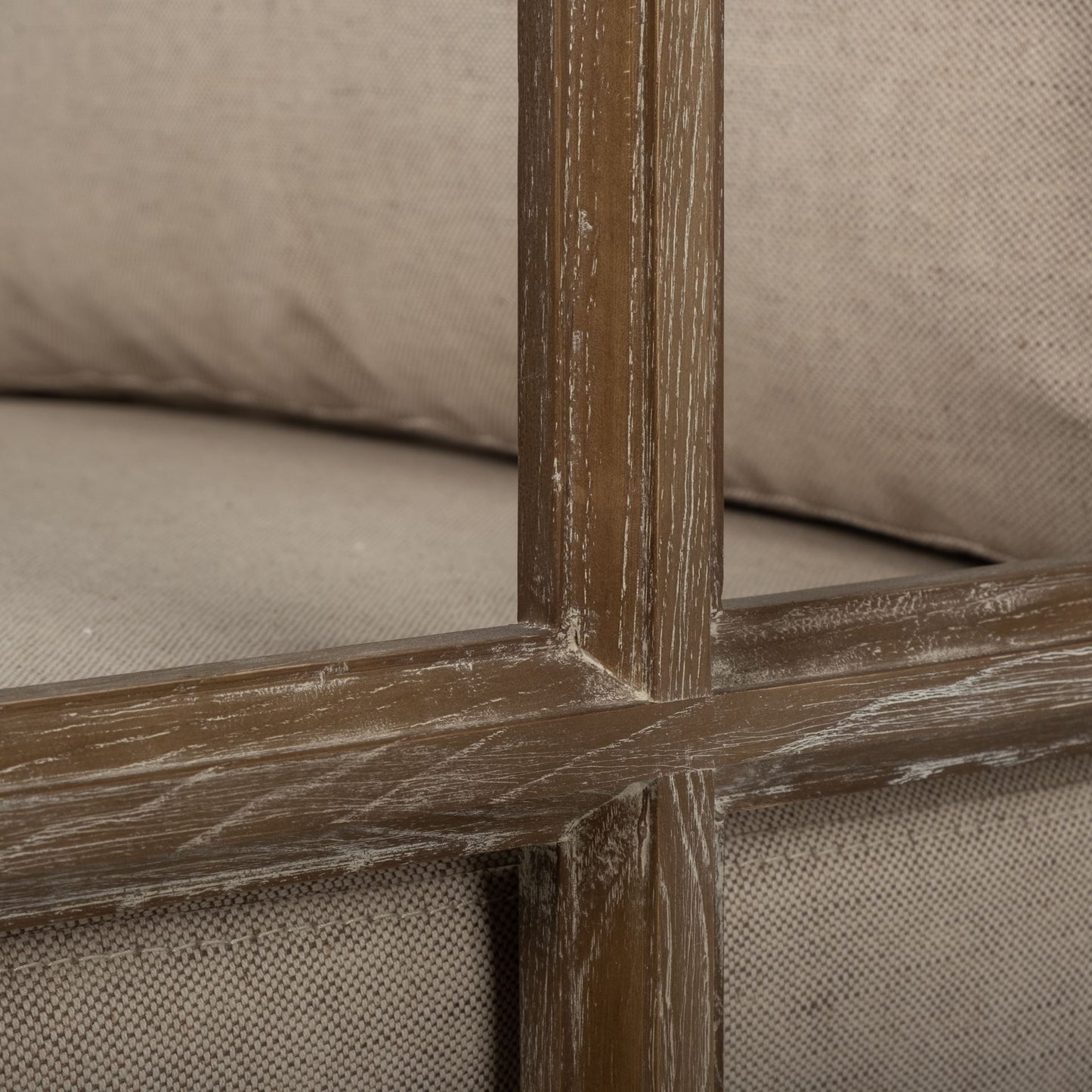 Cream & Brown Fabric Arm Chair