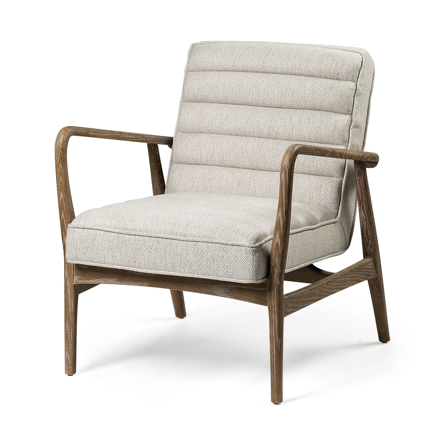 Cream & Brown Fabric Lounge Chair
