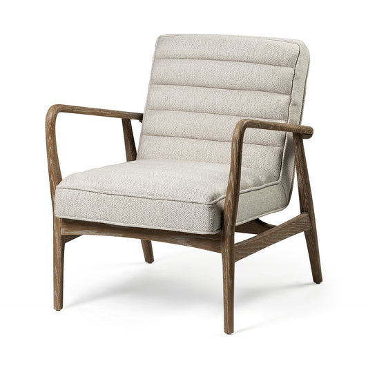 Cream & Brown Fabric Lounge Chair