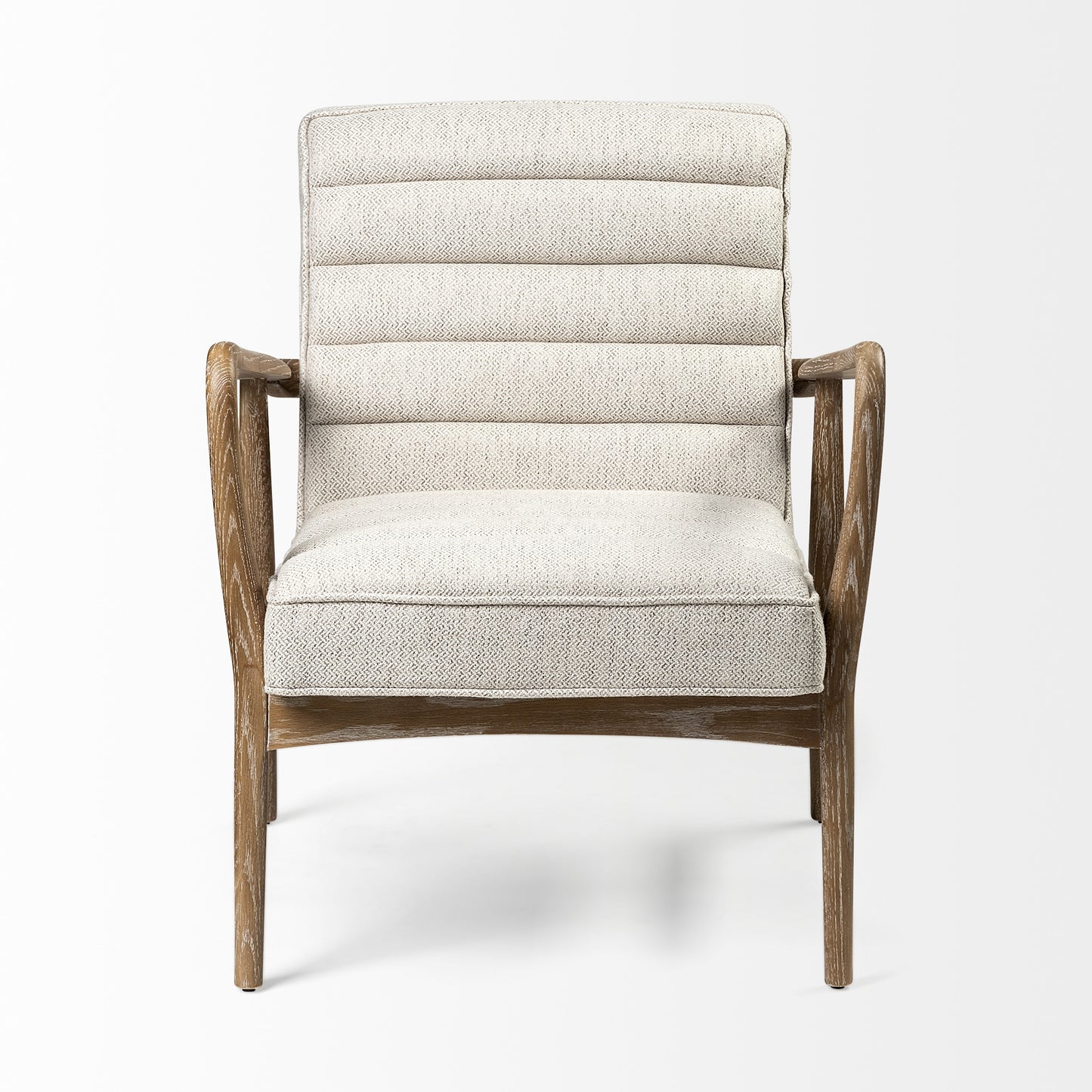 Cream & Brown Fabric Lounge Chair