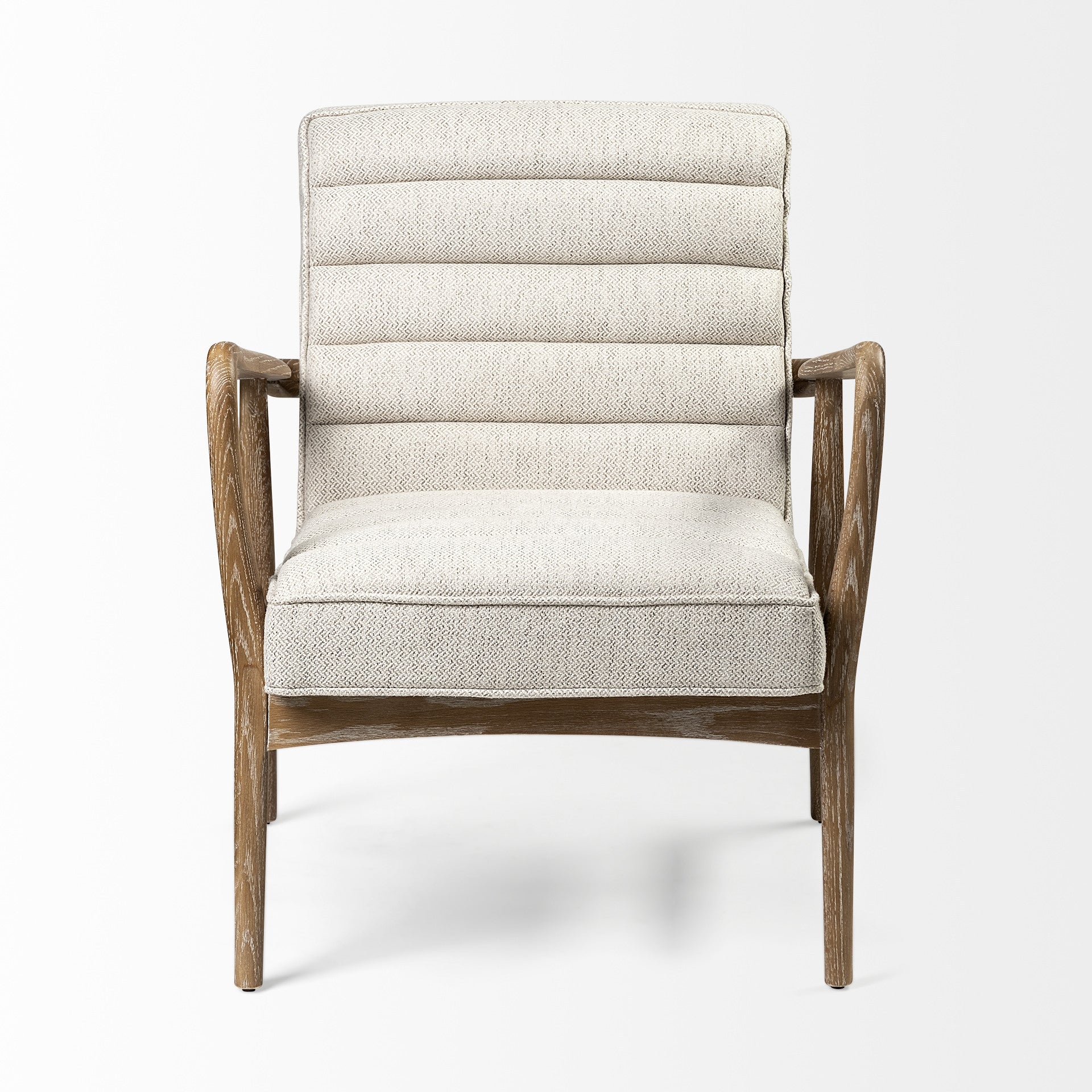 Cream & Brown Fabric Lounge Chair