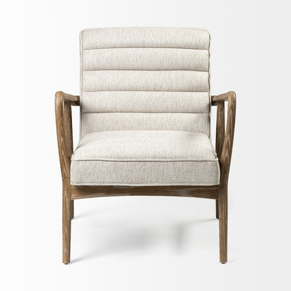 Cream & Brown Fabric Lounge Chair