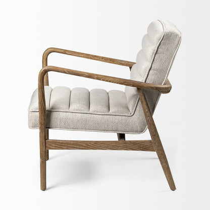 Cream & Brown Fabric Lounge Chair