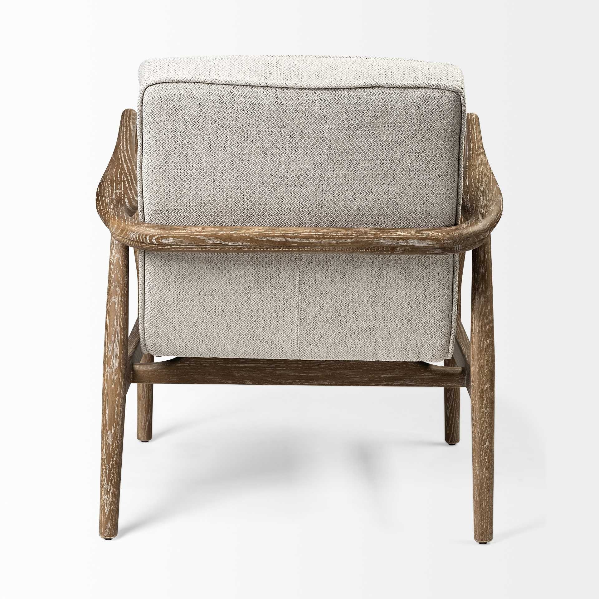 Cream & Brown Fabric Lounge Chair