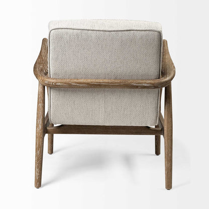Cream & Brown Fabric Lounge Chair