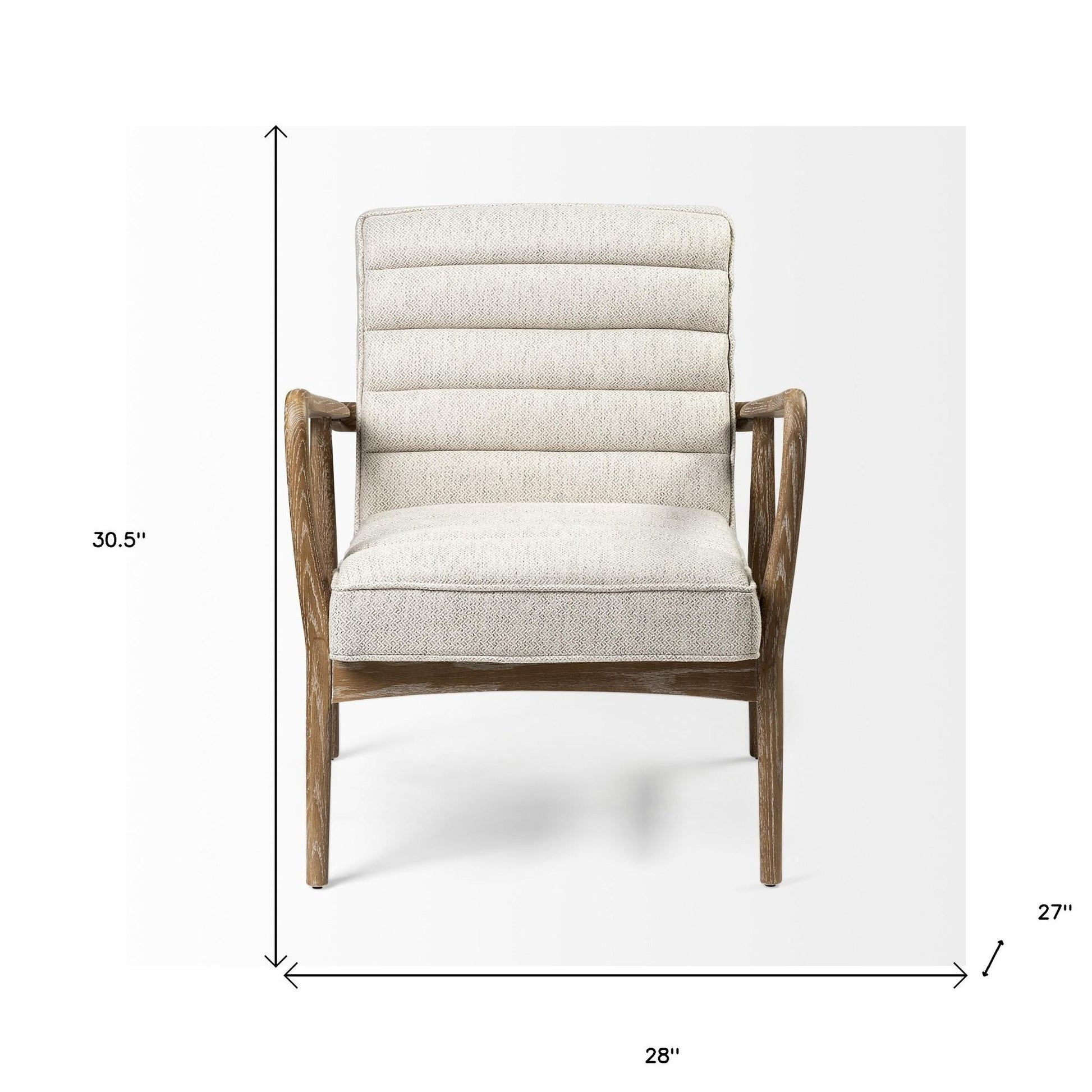 Cream & Brown Fabric Lounge Chair