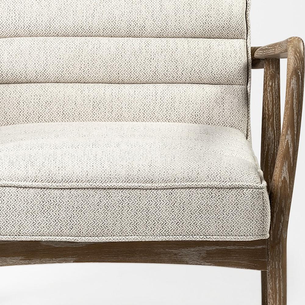 Cream & Brown Fabric Lounge Chair