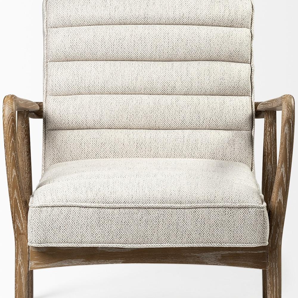 Cream & Brown Fabric Lounge Chair