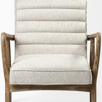 Cream & Brown Fabric Lounge Chair