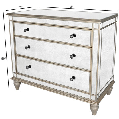 Walnut Marble Wood 3-Drawer Dresser