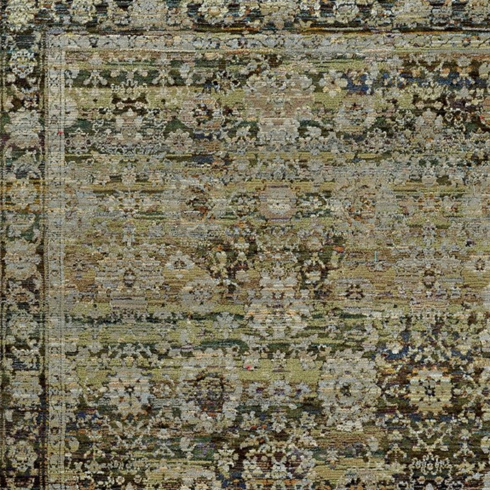 7 x 9 Green & Brown Floral Rug