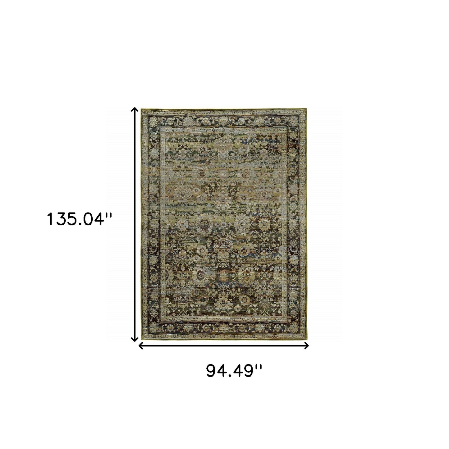 8 x 10 Green & Brown Floral Rug