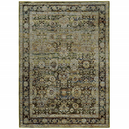 9 x 12 Green & Brown Floral Rug