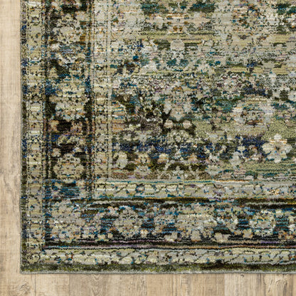 9 x 12 Green & Brown Floral Rug