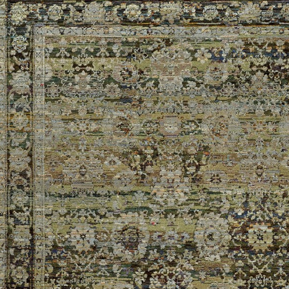 9 x 12 Green & Brown Floral Rug