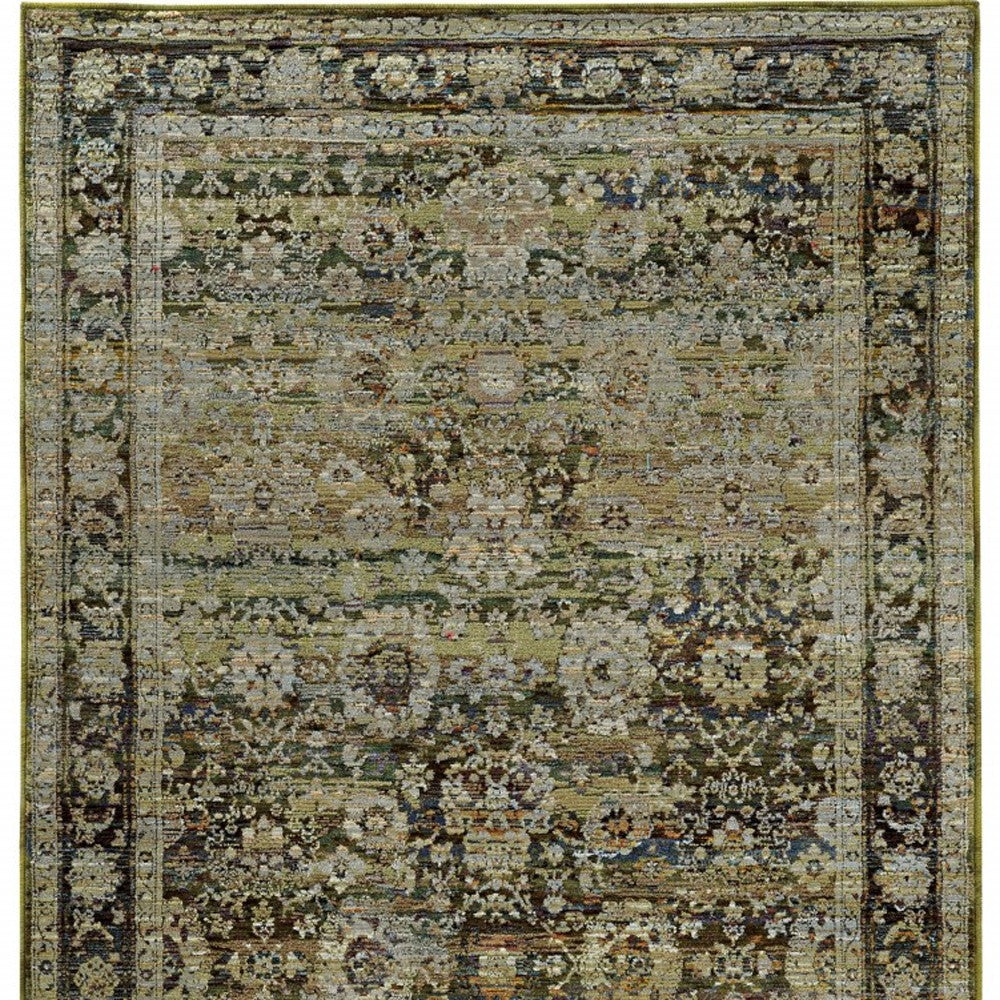 9 x 12 Green & Brown Floral Rug