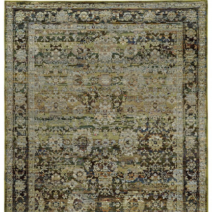 9 x 12 Green & Brown Floral Rug
