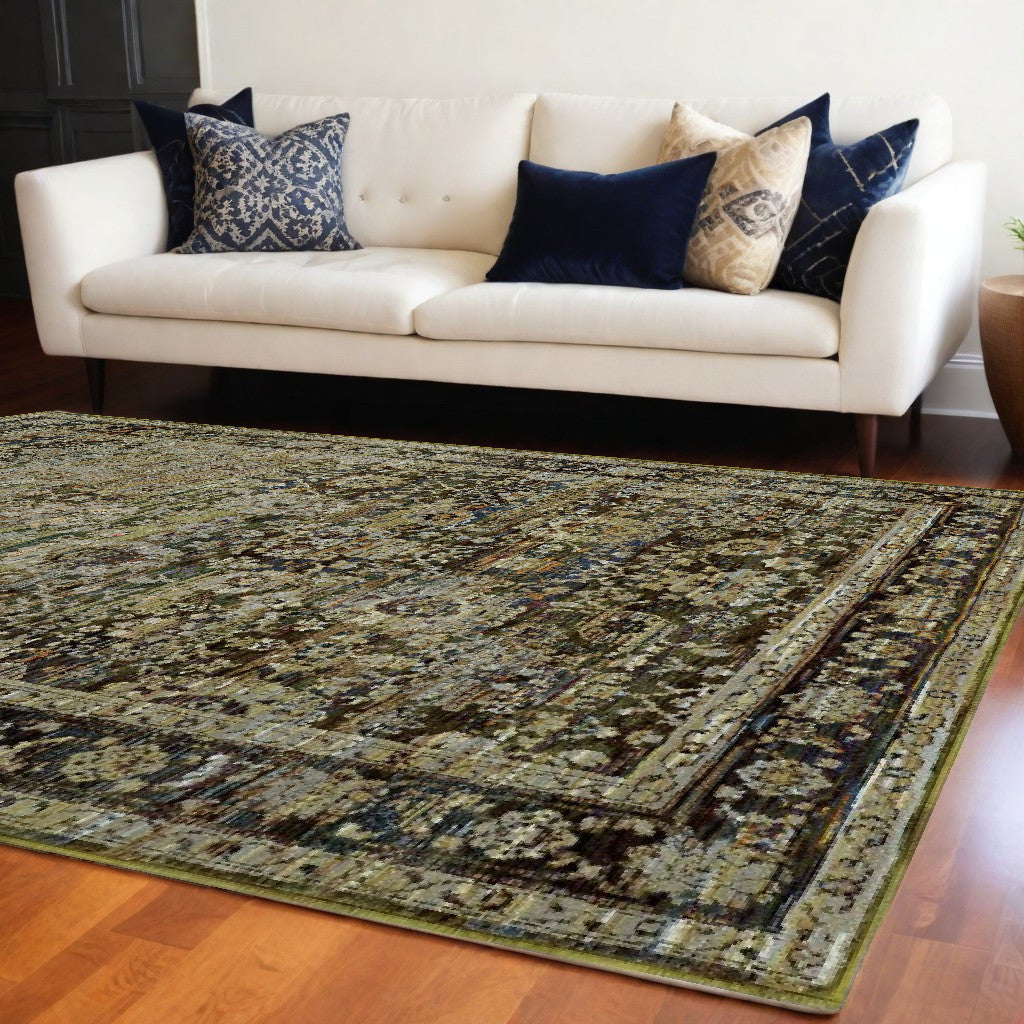 9 x 12 Green & Brown Floral Rug
