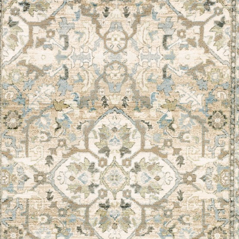 7 x 9 Beige & Ivory Medallion Rug