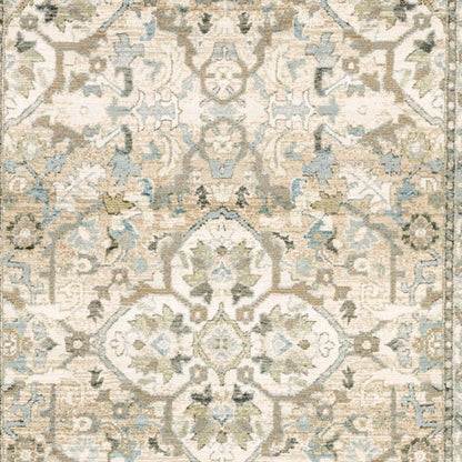 7 x 9 Beige & Ivory Medallion Rug