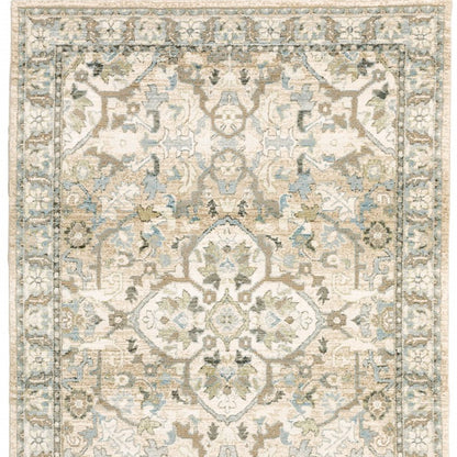 7 x 9 Beige & Ivory Medallion Rug