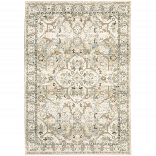 8 x 10 Beige & Ivory Medallion Rug
