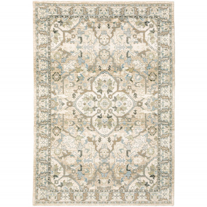 8 x 10 Beige & Ivory Medallion Rug