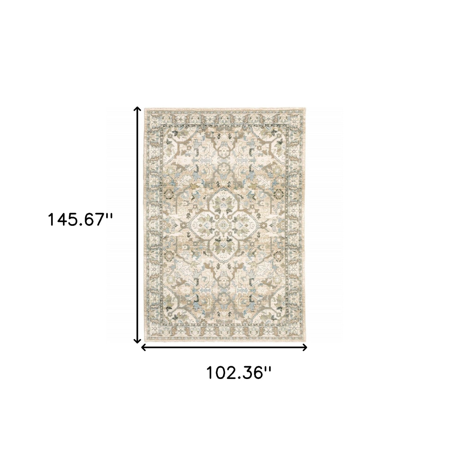 9 x 12 Beige & Ivory Medallion Rug