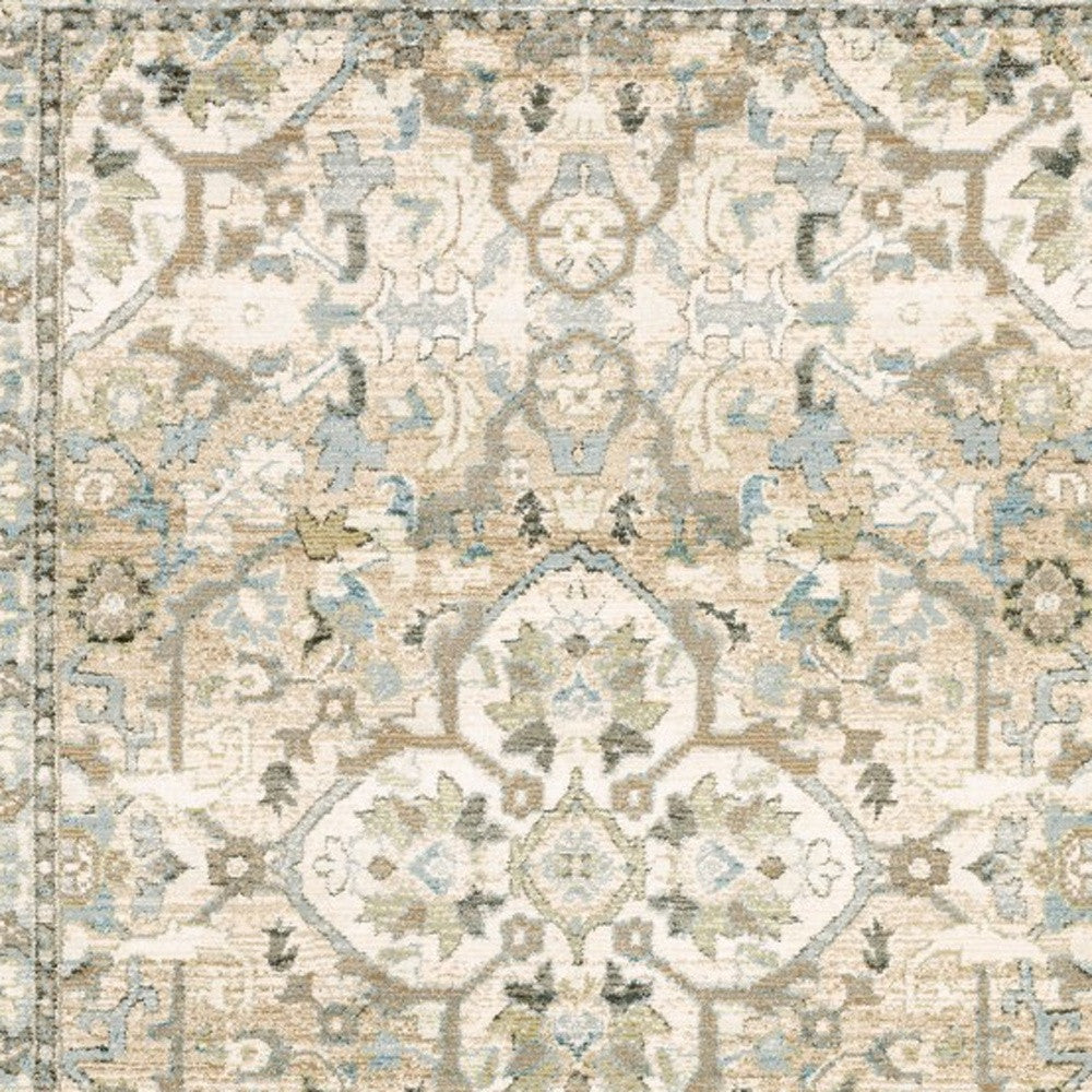 9 x 12 Beige & Ivory Medallion Rug