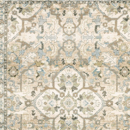 9 x 12 Beige & Ivory Medallion Rug