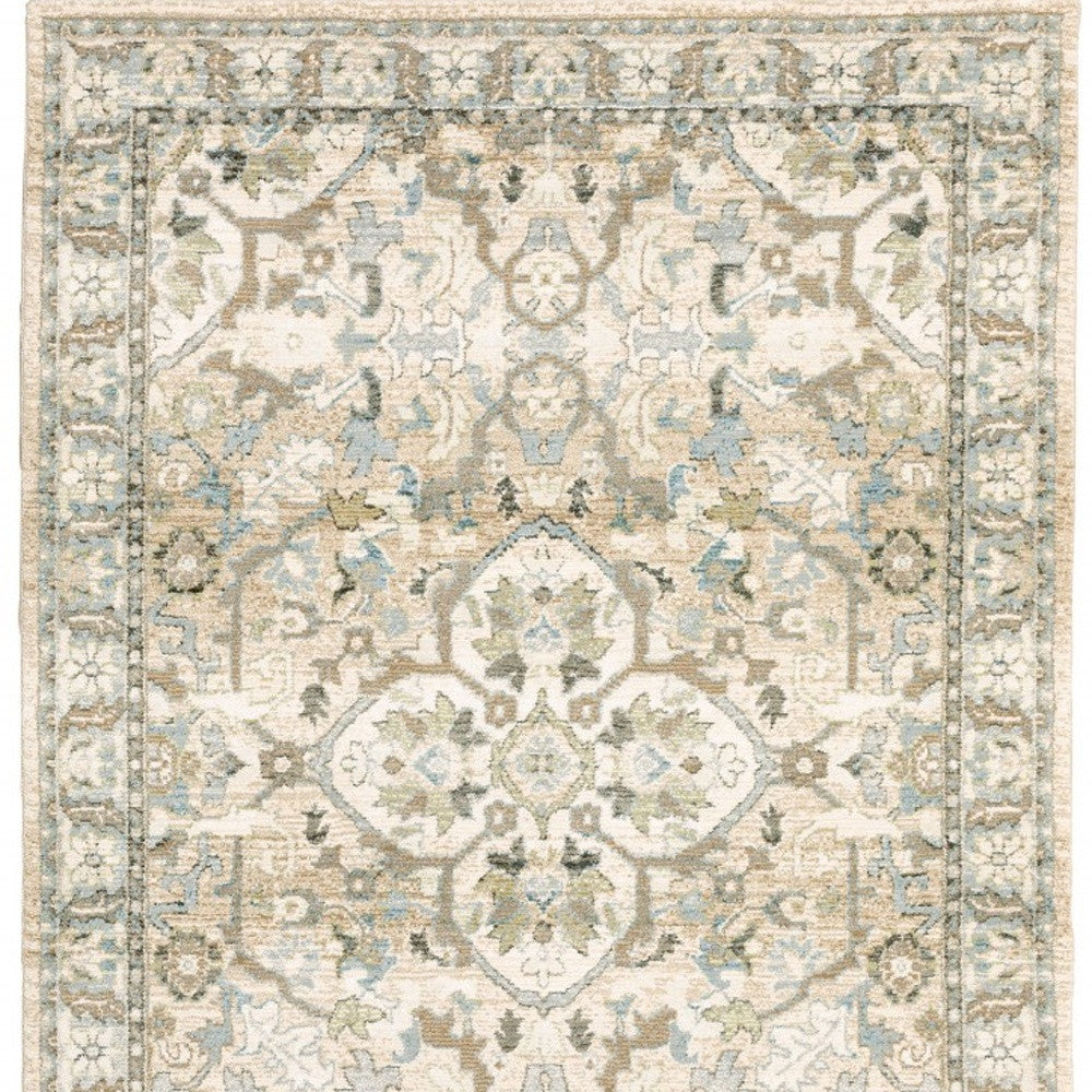 9 x 12 Beige & Ivory Medallion Rug
