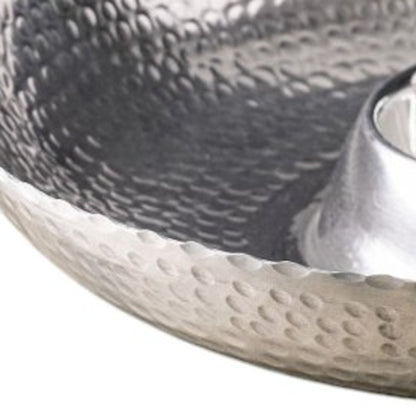 Handcrafted Hammered Stainless Steel Chip And Dip Server