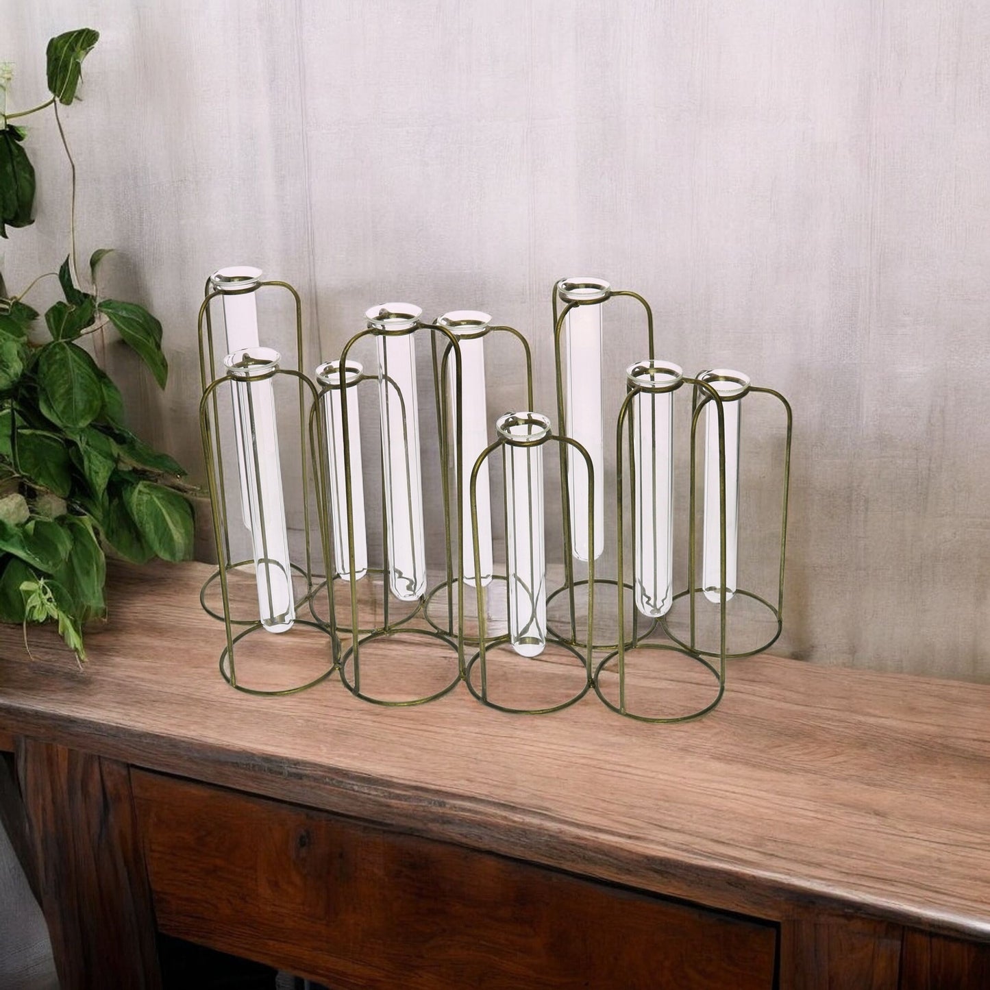 Clear Bud Metal Table Vase