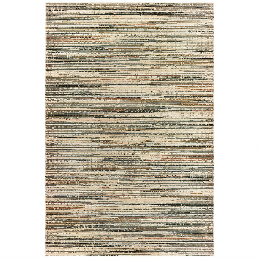 9 x 12 Ivory Sage Abtract Lines Indoor Rug