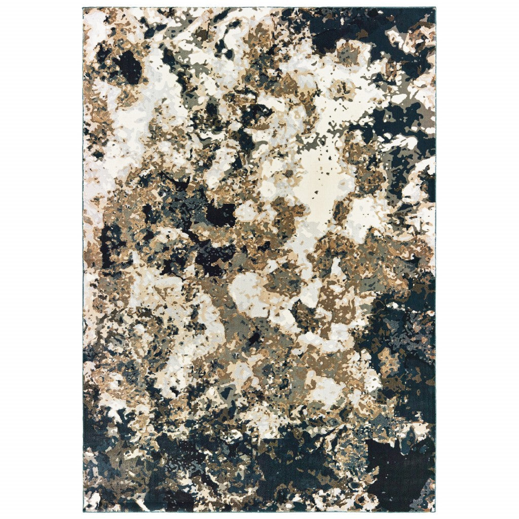 9 x 12 Ivory Navy Marble Indoor Rug