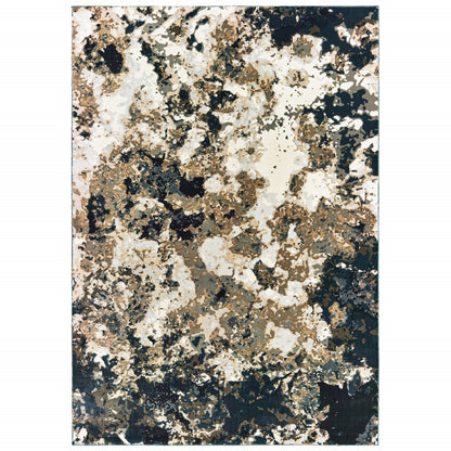 9 x 12 Ivory Navy Marble Indoor Rug