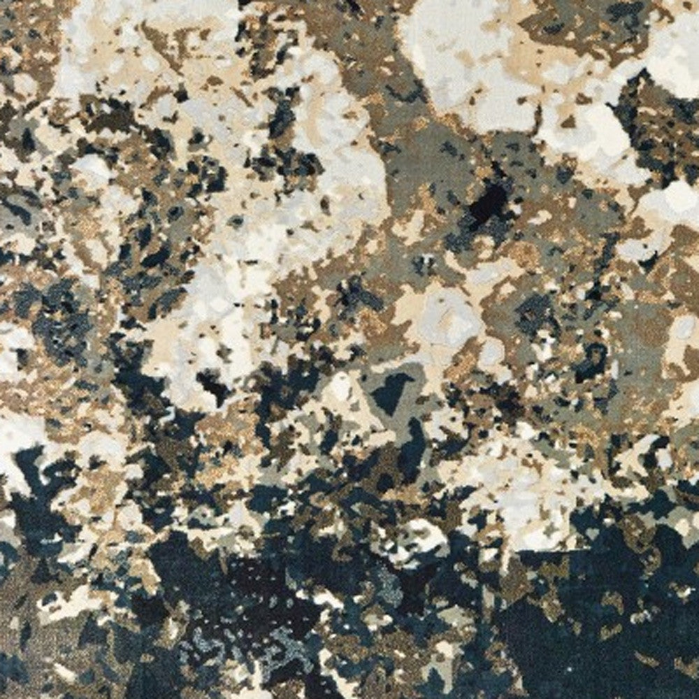 9 x 12 Ivory Navy Marble Indoor Rug