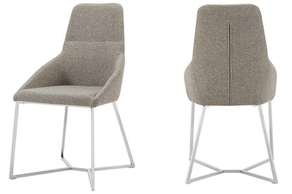 Light Grey & Geo Stainless Steel Dining Chairs - Set of 2