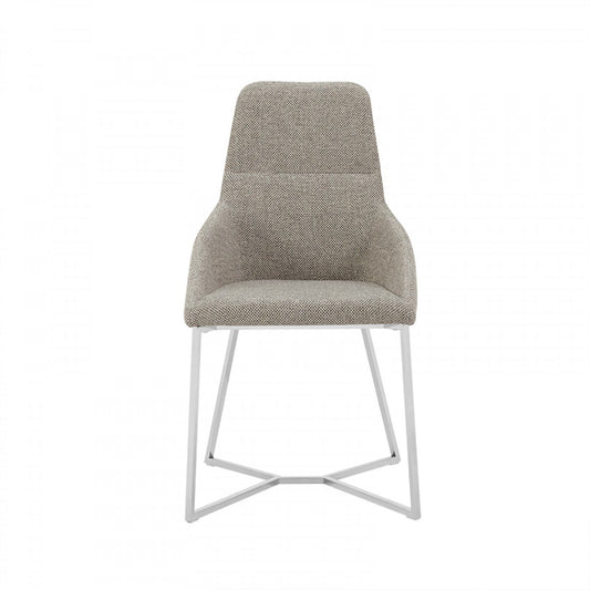 Light Grey & Geo Stainless Steel Dining Chairs - Set of 2