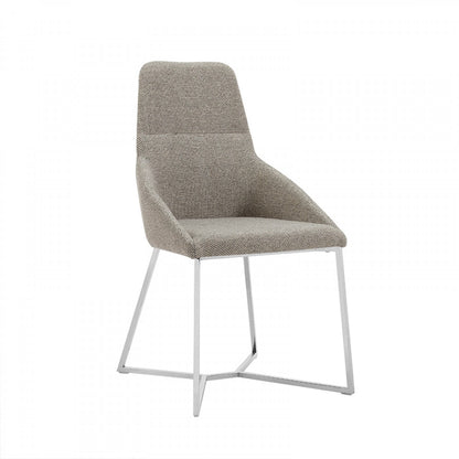 Light Grey & Geo Stainless Steel Dining Chairs - Set of 2